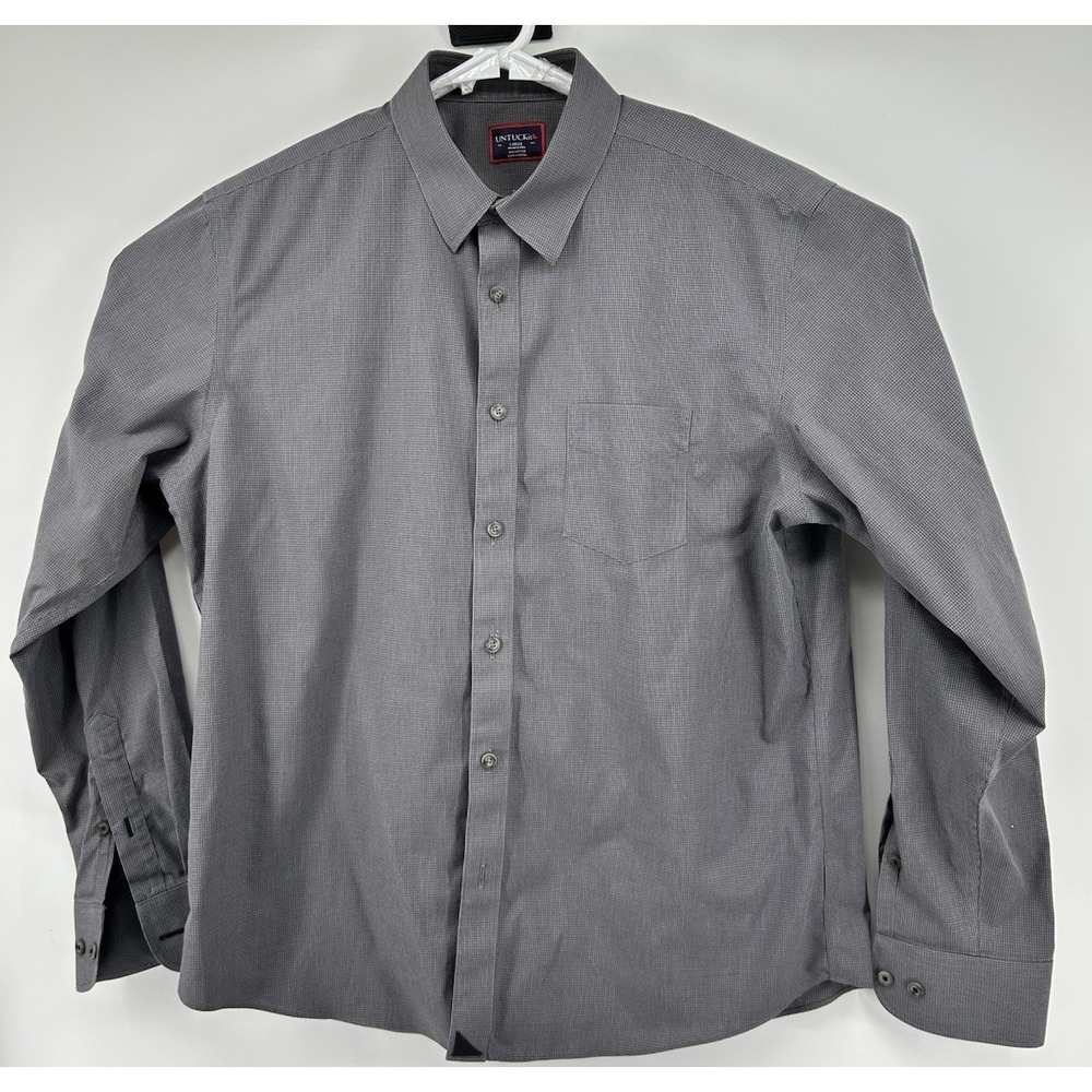 Untuckit Large Wrinkle Free Long Sleeve‎ Button Down Gray men's Large